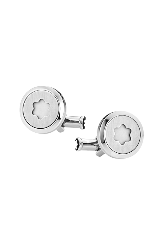 Starwalker Cufflinks, round in stainless steel with illuminating Montblanc emblem