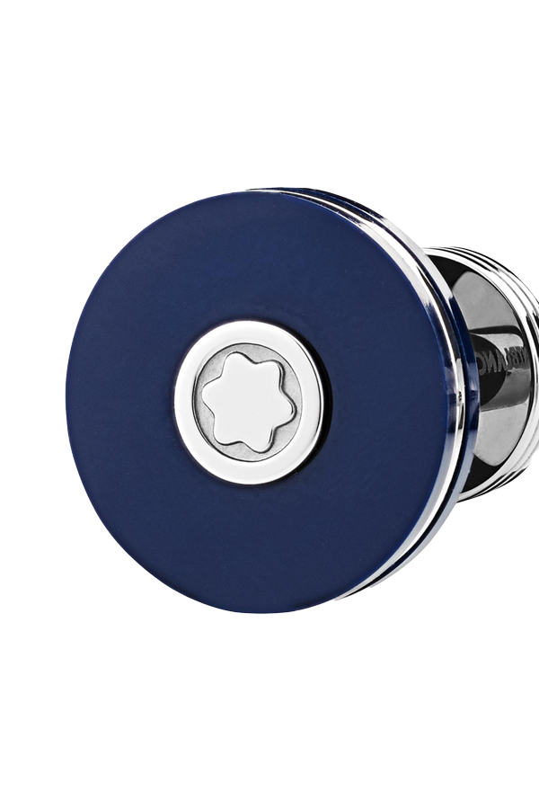 Cufflinks, round in stainless steel with blue resin